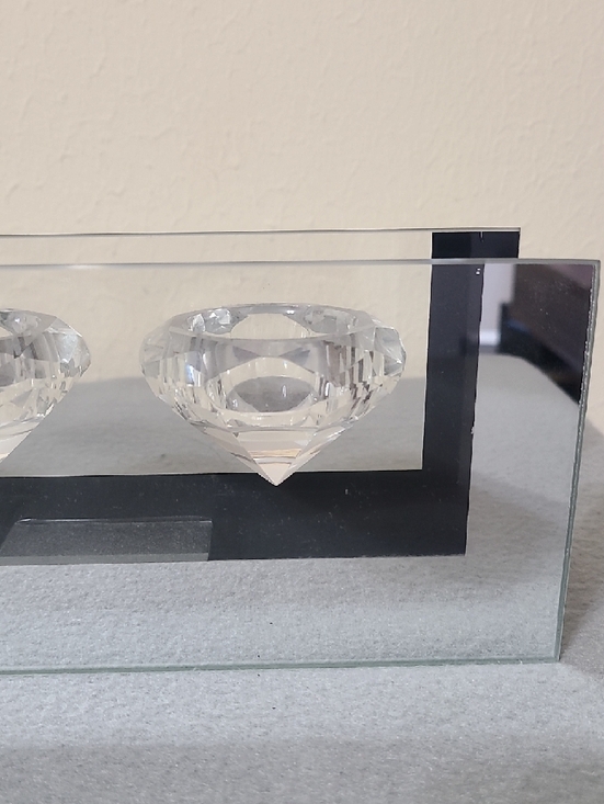 Z Gallerie Trove Diamond Cut Mirror Framed Tealight Candle Holder Accent Display
